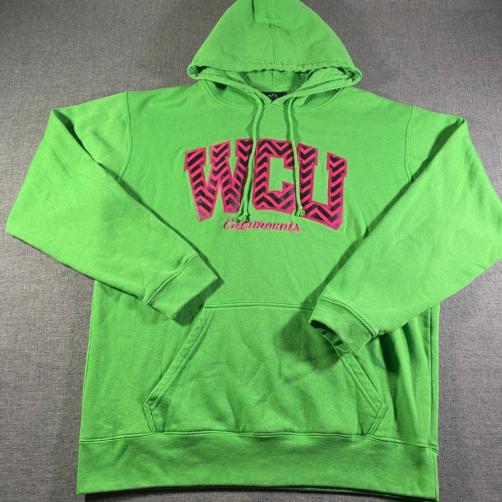WCU‎ Catamounts Hoodie J America Neon Green Pink College Sweatshirt Large